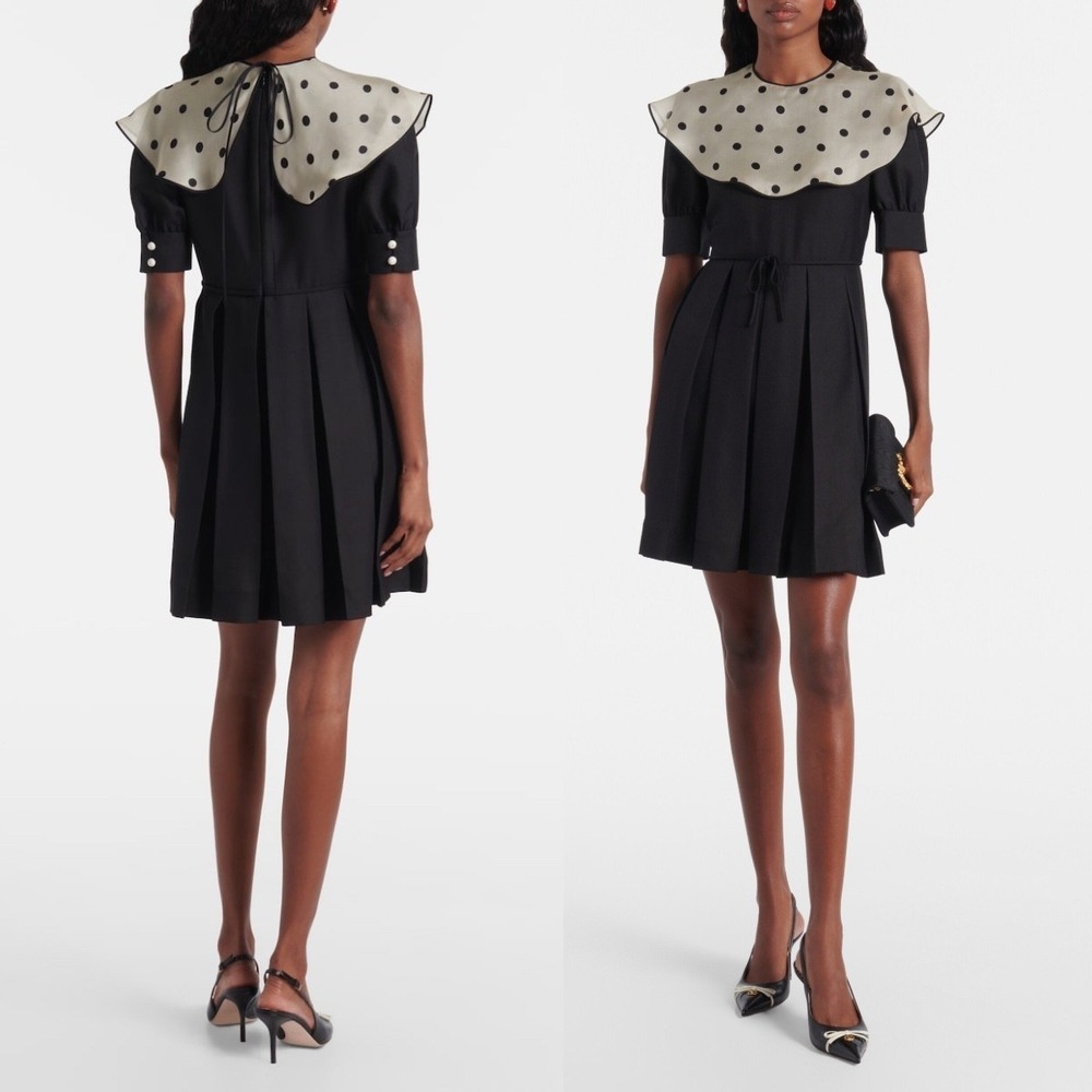 Valentino Garavani Polka Dot Collar Silk Mini Dress $5,400 - Size IT 38 / US 2